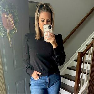 Black jeweled sweater